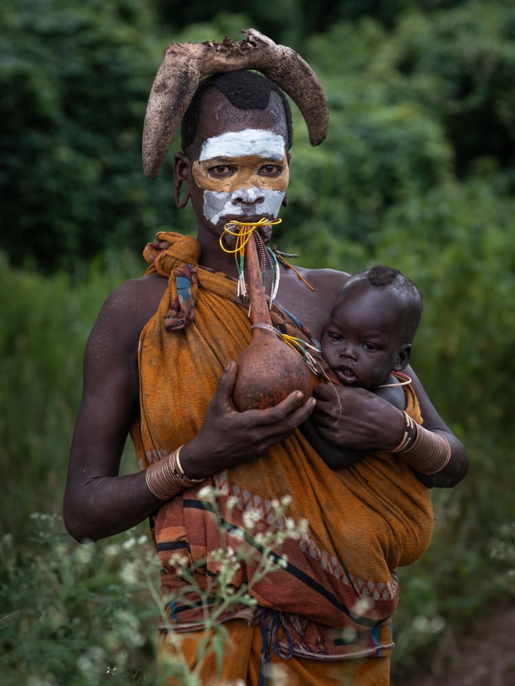 Indigenous Mother and Child by HuongHoang — canvas wall art