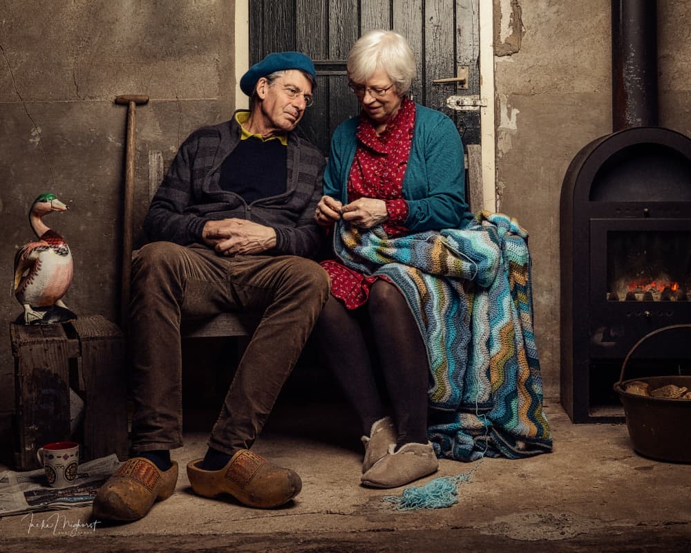 Elderly Couple Knitting by Ineke Mighorst — canvas wall art