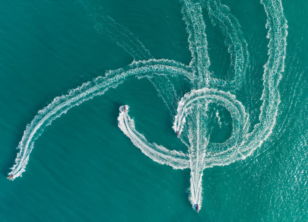Dynamic Jet Ski Wakes by Ido Meirovich — canvas wall art