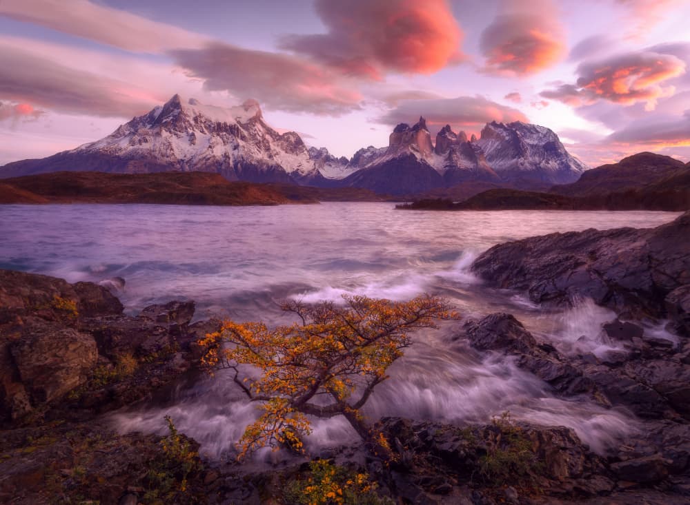 Majestic Mountain Lake Sunset by Damon Hao — canvas wall art
