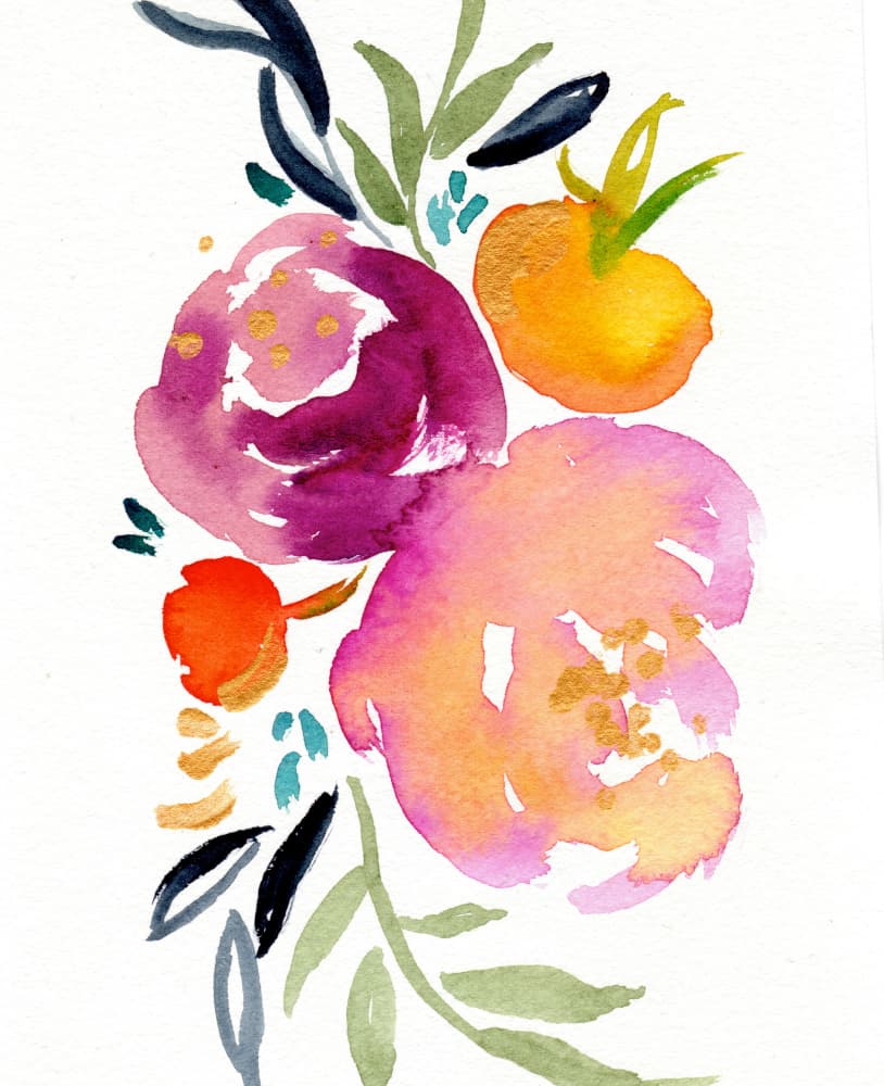 Vibrant Watercolor Blooms by Christine Lindstrom — canvas wall art
