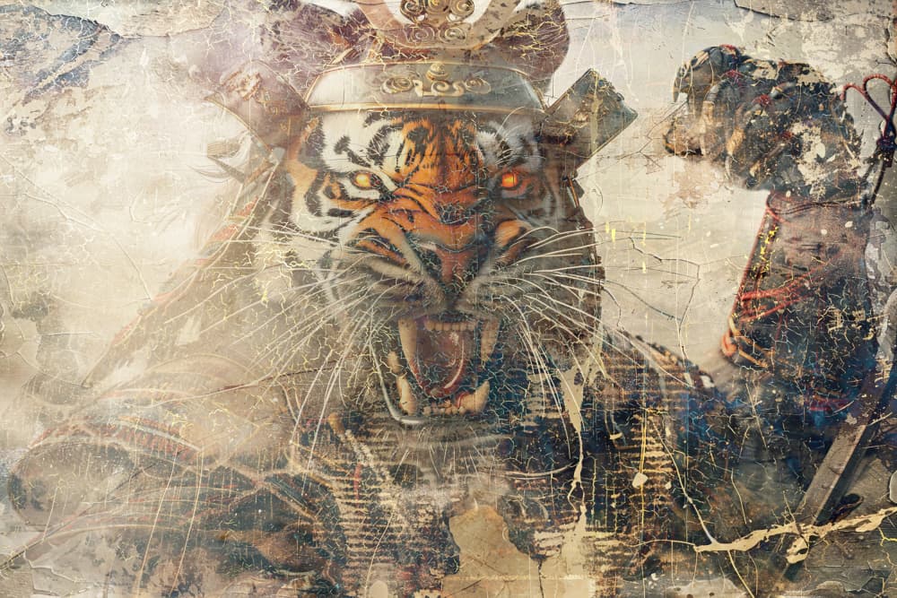 Roaring Samurai Tiger by Rafal Kulik — canvas wall art