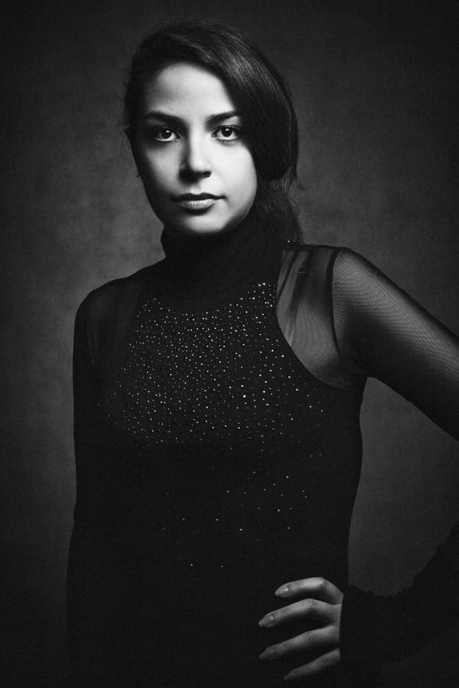Elegant Black White Portrait by Glamour Studio — canvas wall art
