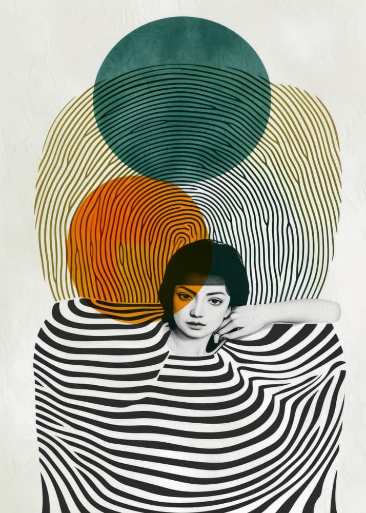 Modern Striped Portrait by Justyna Jaszke — canvas wall art