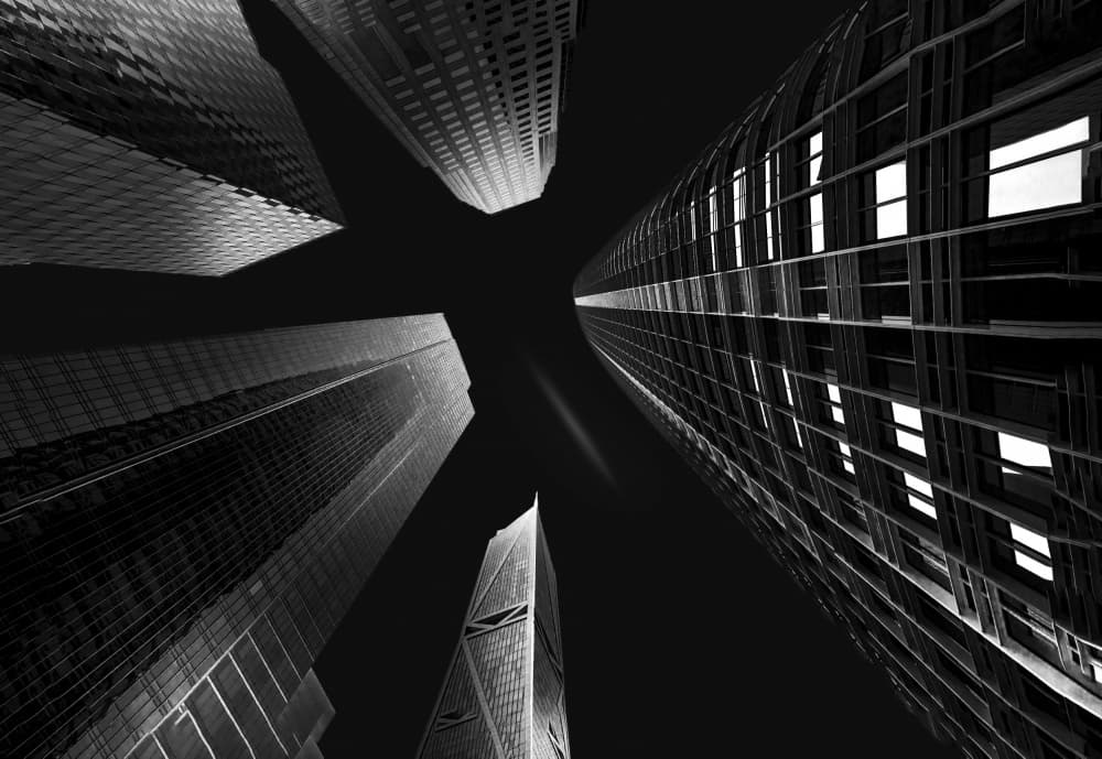 Towering City Perspective by Jiahong Zeng — canvas wall art
