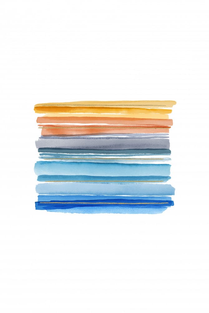 Sunset Watercolor Stripes by Fabiana Silveira — canvas wall art