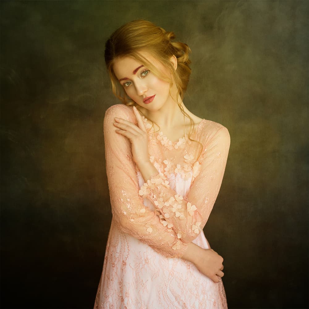 Delicate Blonde Pink Dress by Mike Darzi — canvas wall art