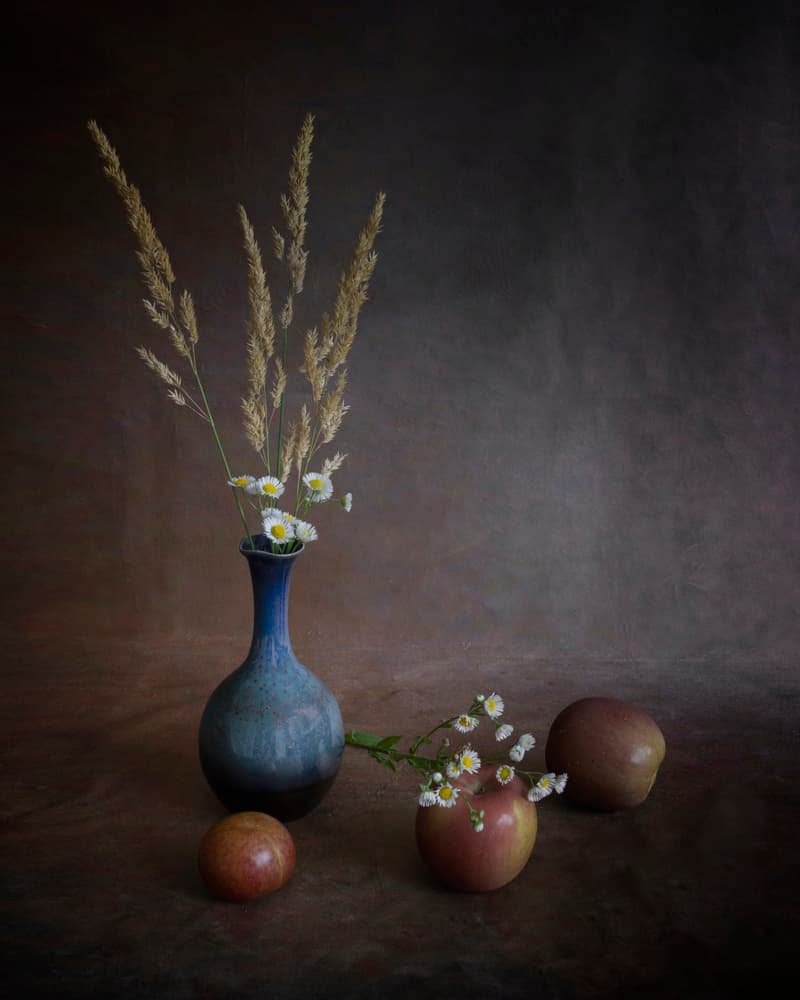 Autumn Apples And Vase by Purple Bamboo — canvas wall art