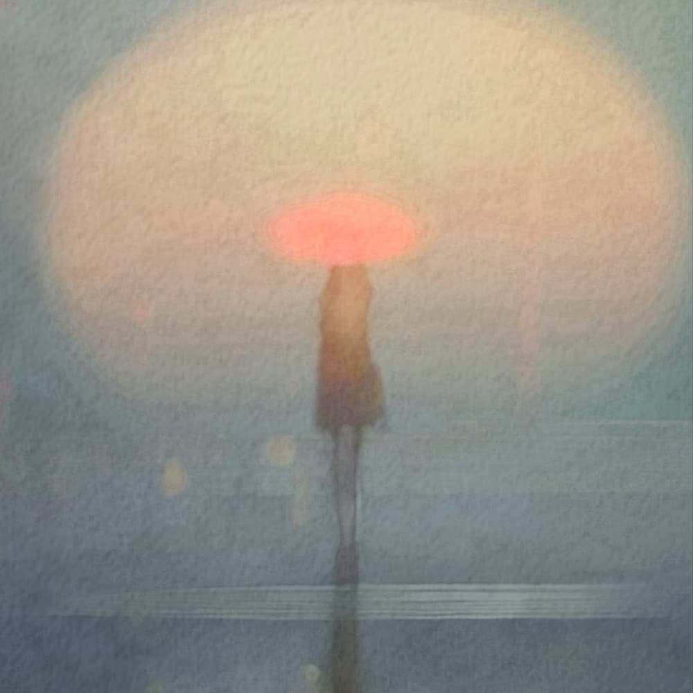 Woman Under Red Umbrella by Weiwei — canvas wall art