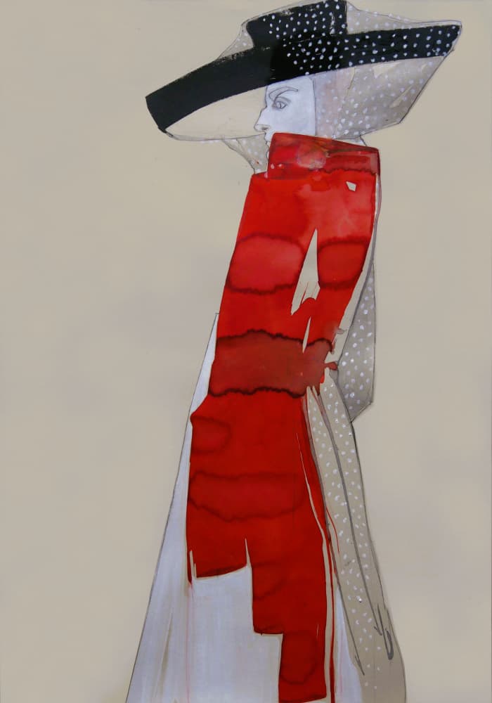 Red Hat Fashion Figure by Doris Schmitz — canvas wall art