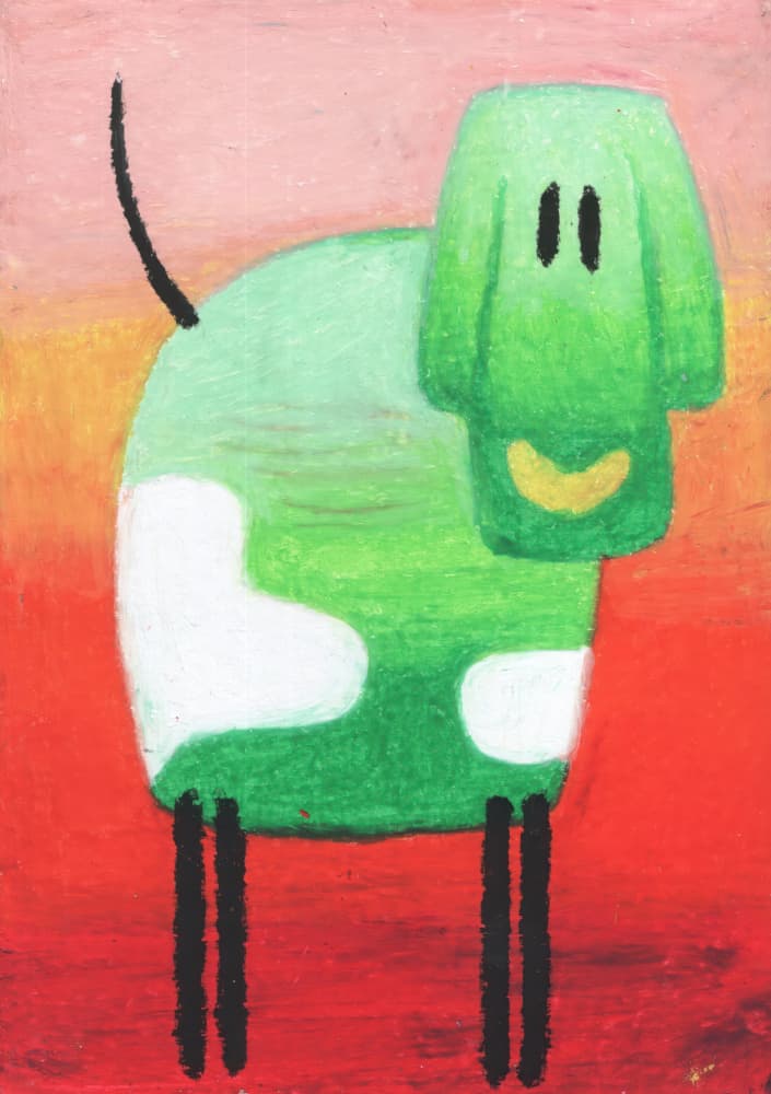 Happy Green Dog by Kulik — canvas wall art