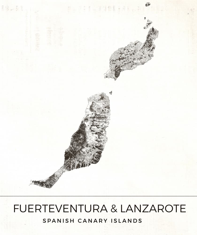 Fuerteventura Lanzarote Map by Nicholas — canvas wall art