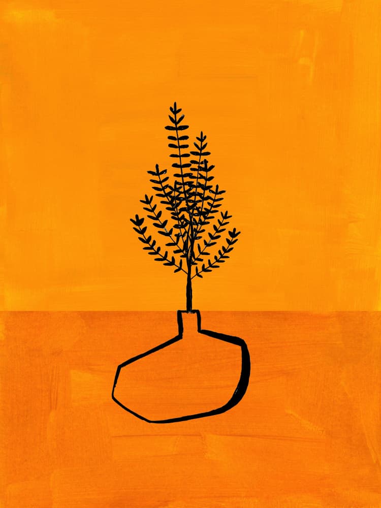 Orange Minimalist Plant by Ejaaz Haniff — canvas wall art