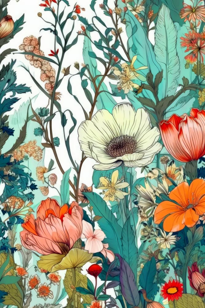 Vibrant Botanical Garden by Justyna Jaszke — canvas wall art