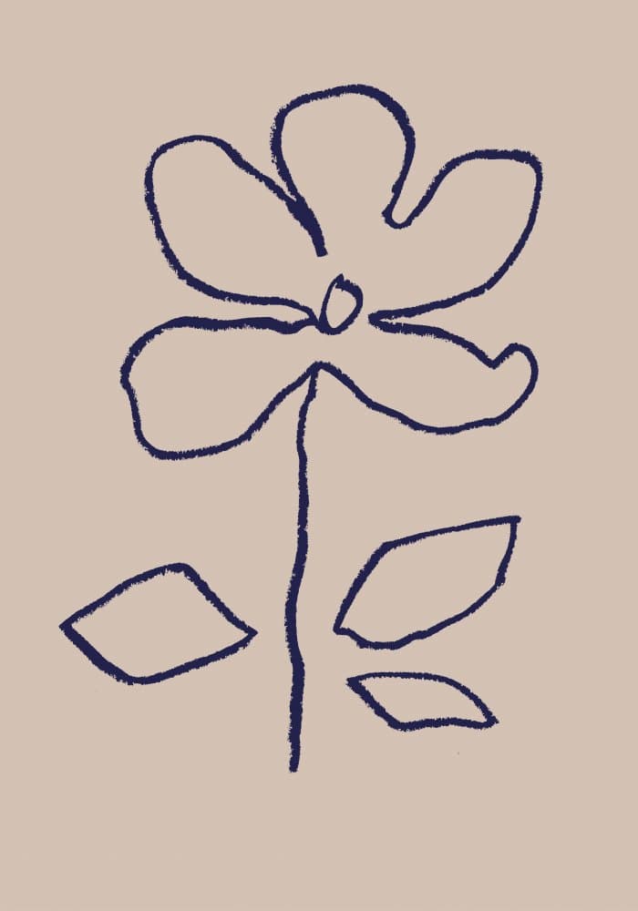 Hand-Drawn Blue Flower by Pictufy Studio — canvas wall art
