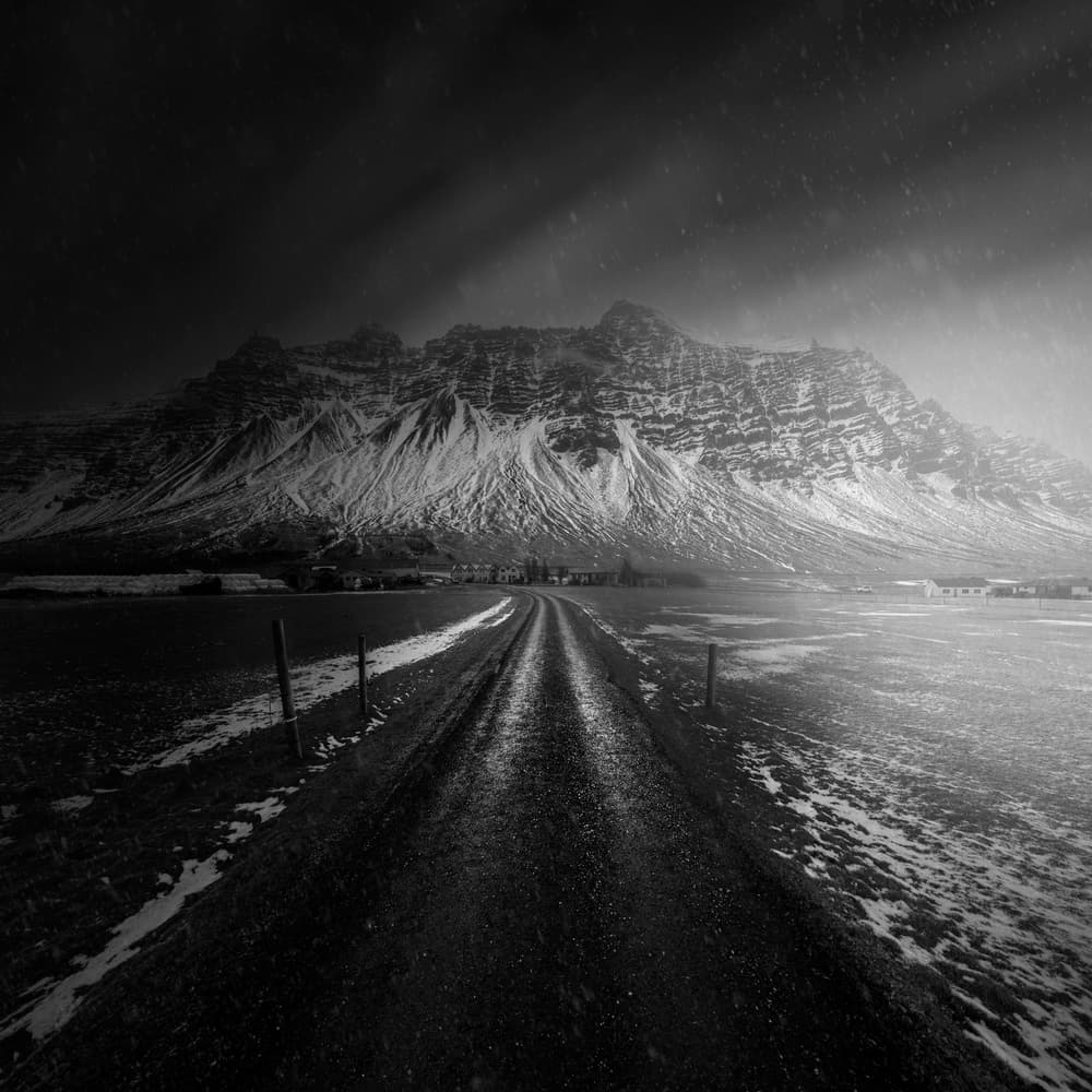 Stark Winter Road by Juan Pablo de Miguel — canvas wall art
