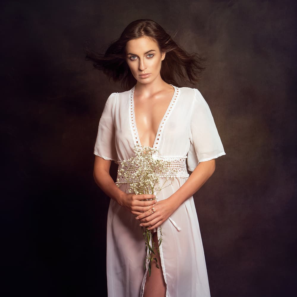 Ethereal Woman With Flowers by Mike Darzi — canvas wall art