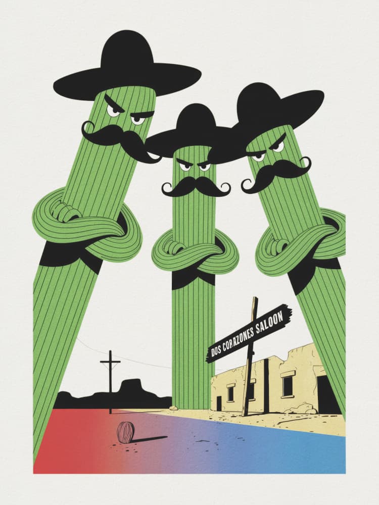 Western Cactus Outlaws by Andreas Magnusson — canvas wall art