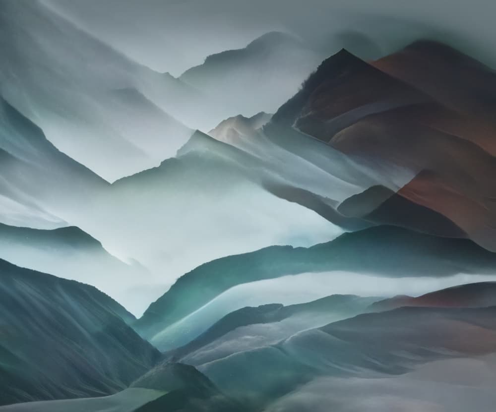 Misty Mountain Layers by Robin Wechsler — canvas wall art
