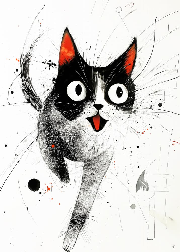 Happy Tuxedo Cat by Justyna Jaszke — canvas wall art