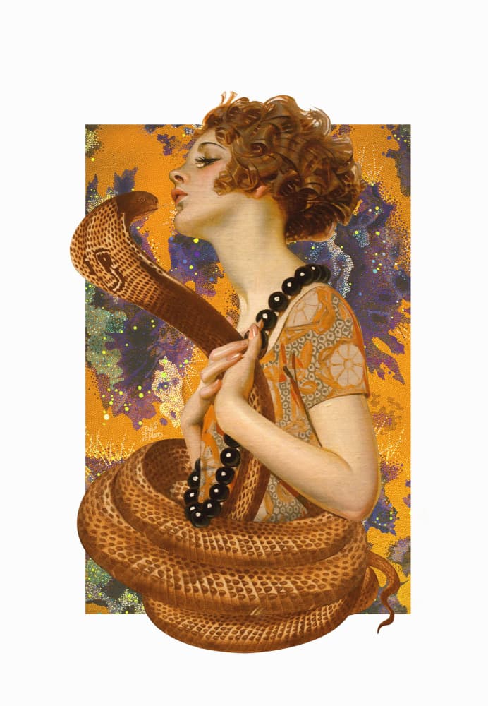 Elegant Flapper with Cobra by Paste in Place — canvas wall art