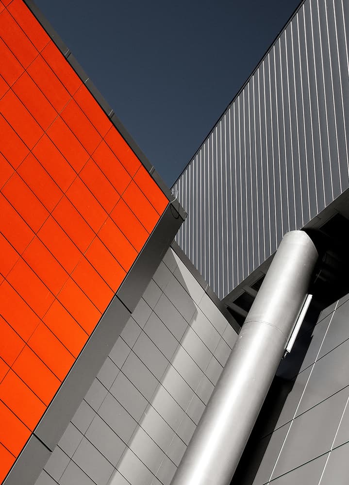 Orange Geometric Architecture by Tomasz Buczkowski ( Tomush ) — canvas wall art