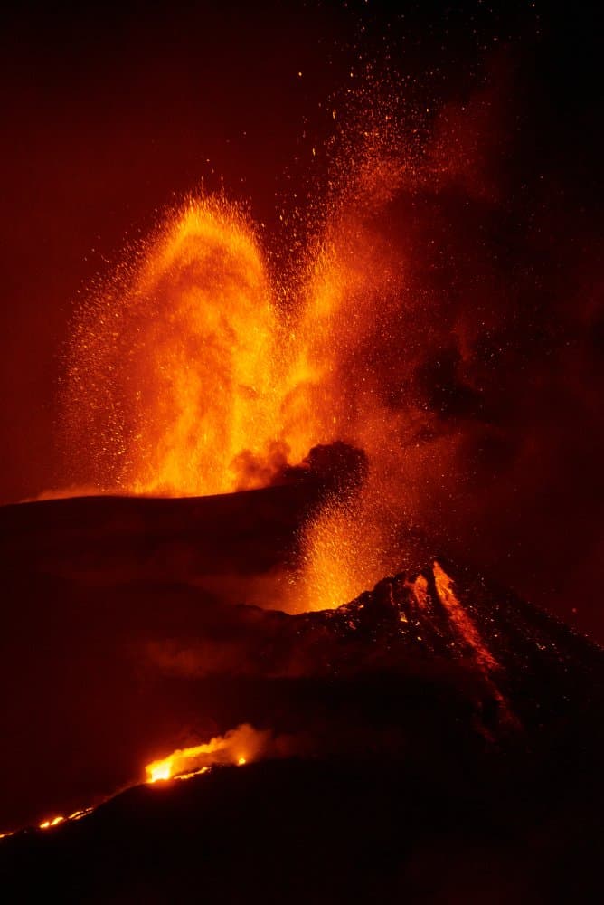 Fiery Night Eruption by Jose A. Parra — canvas wall art