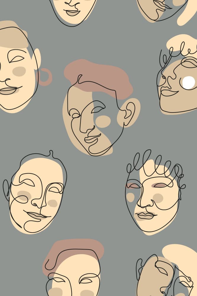 Abstract Faces Pattern by Anna Rose — canvas wall art