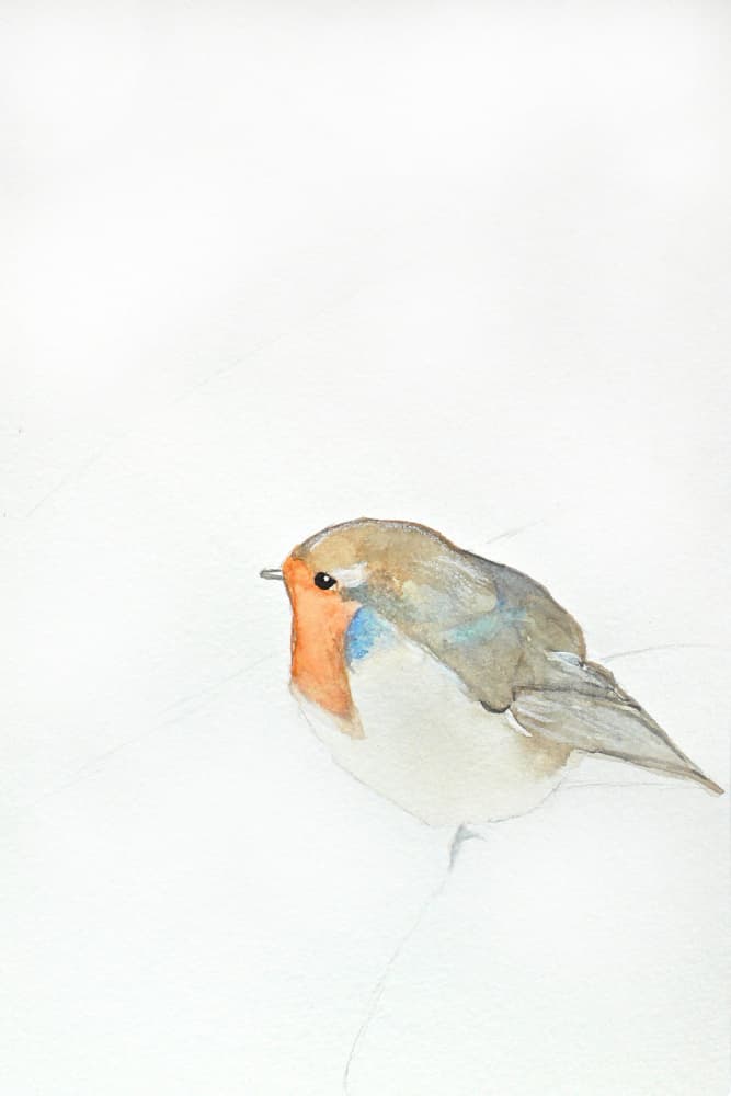 Gentle Robin Watercolor by Christine Lindstrom — canvas wall art