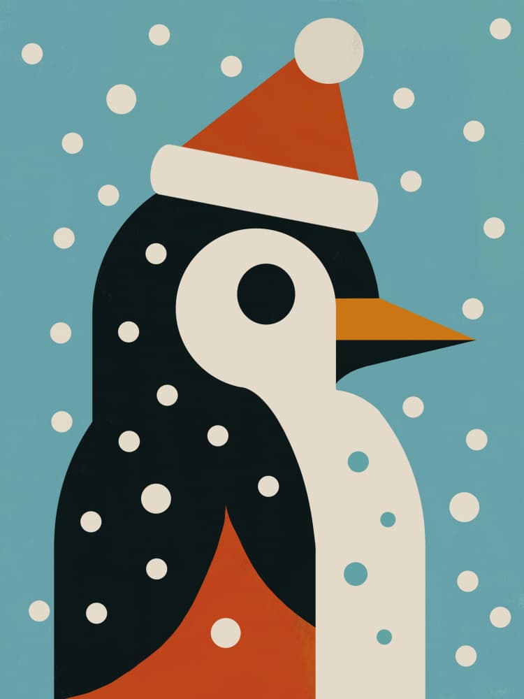 Cute Christmas Penguin by Little Dean — canvas wall art