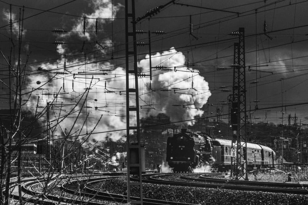Powerful Steam Locomotive by Eiji Yamamoto — canvas wall art