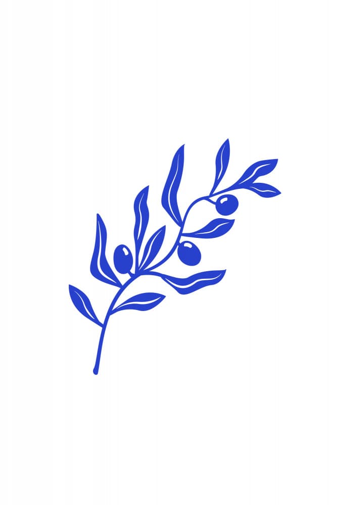 Blue Olive Branch by Karen Menzenbach — canvas wall art