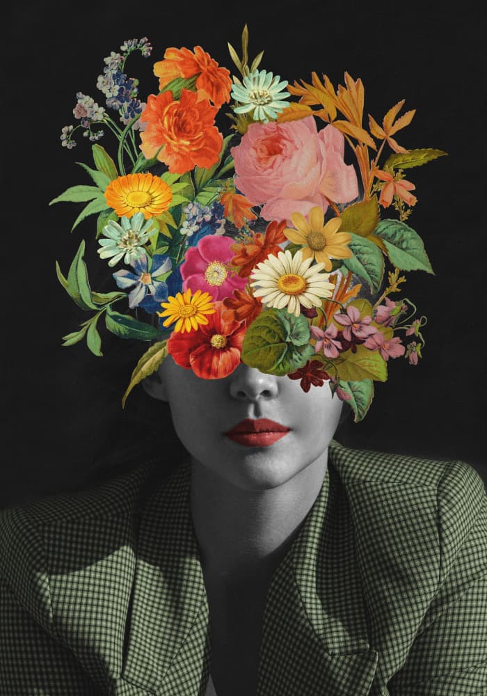 Blooming Head Portrait by Frida Floral Studio — canvas wall art