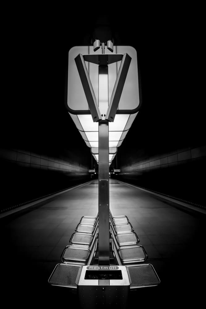 Symmetrical Subway Platform by Jörg  Vollrath — canvas wall art