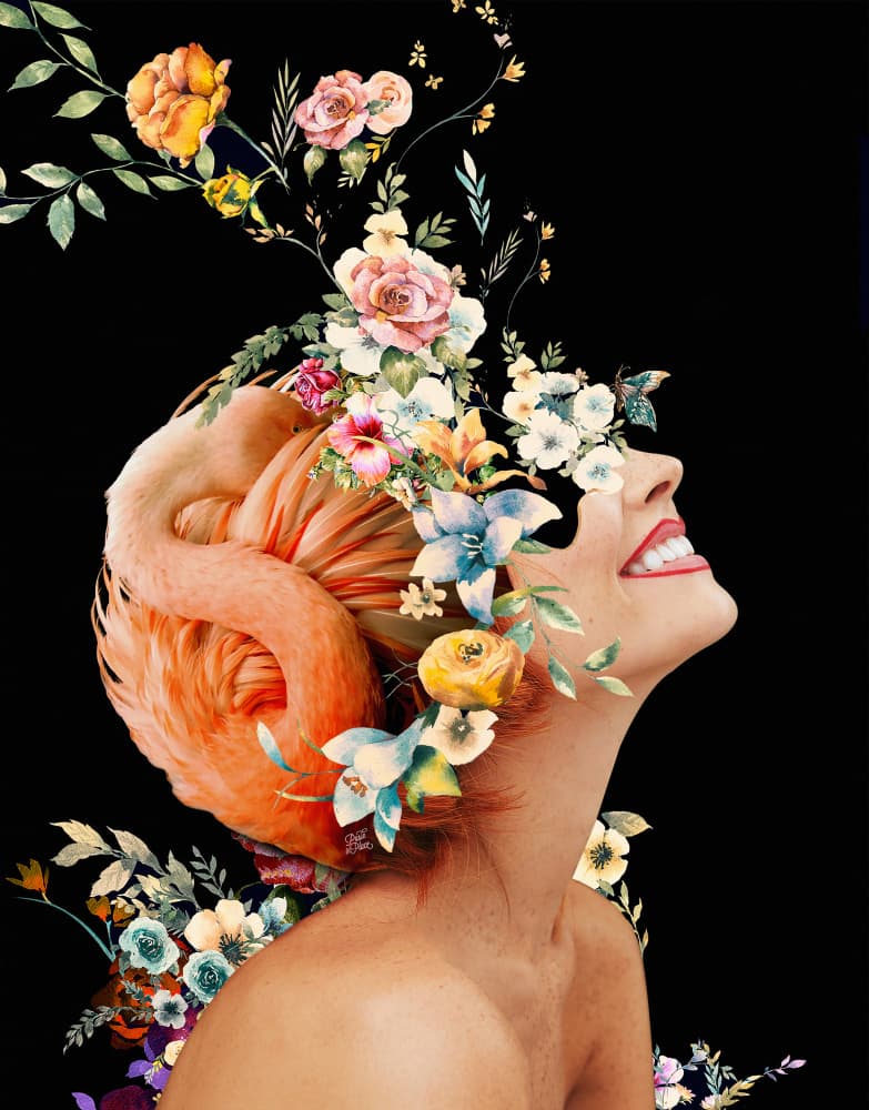 Joyful Flamingo Bloom by Paste in Place — canvas wall art