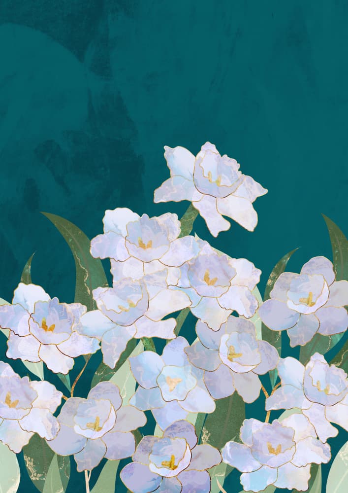 Elegant Floral Teal Garden by Sarah Manovski — canvas wall art