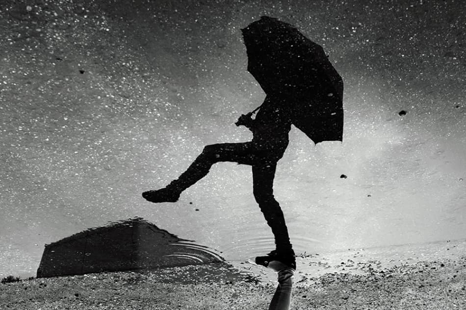 Umbrella Puddle Reflection by Ajven — canvas wall art