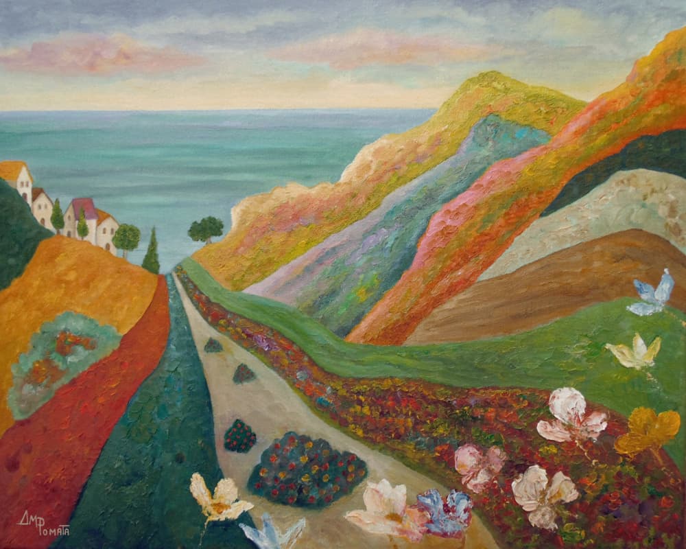 Vibrant Coastal Path by Angeles M. Pomata — canvas wall art