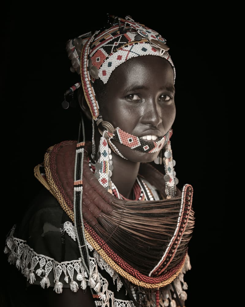 African Beaded Portrait by Tori E Bohn — canvas wall art
