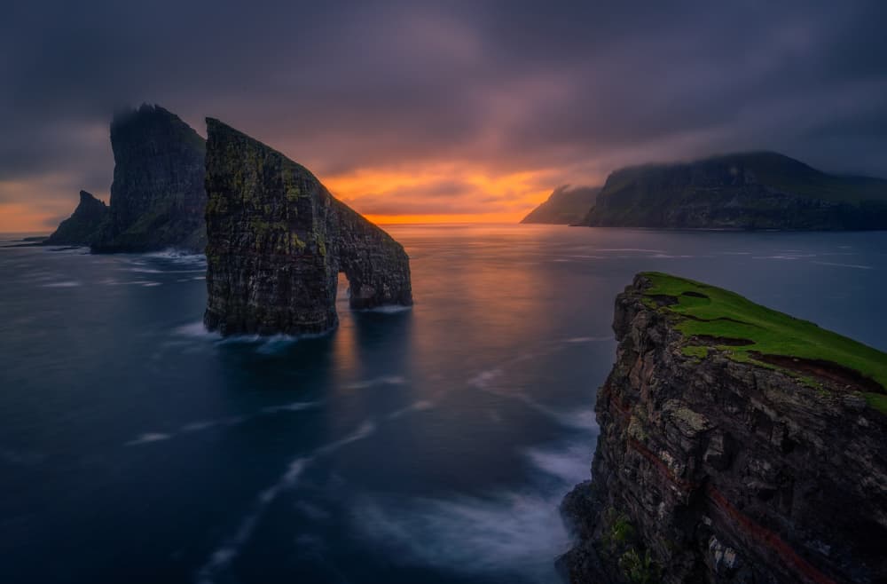 Dramatic Sea Stacks Sunset by Lydia Jacobs — canvas wall art
