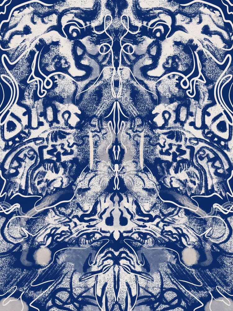 Deep Blue Symmetries by Little Dean — canvas wall art
