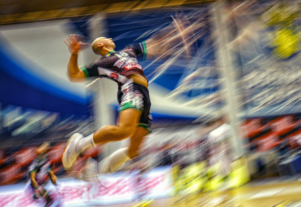 Dynamic Volleyball Jump by Zhecho Planinski — canvas wall art