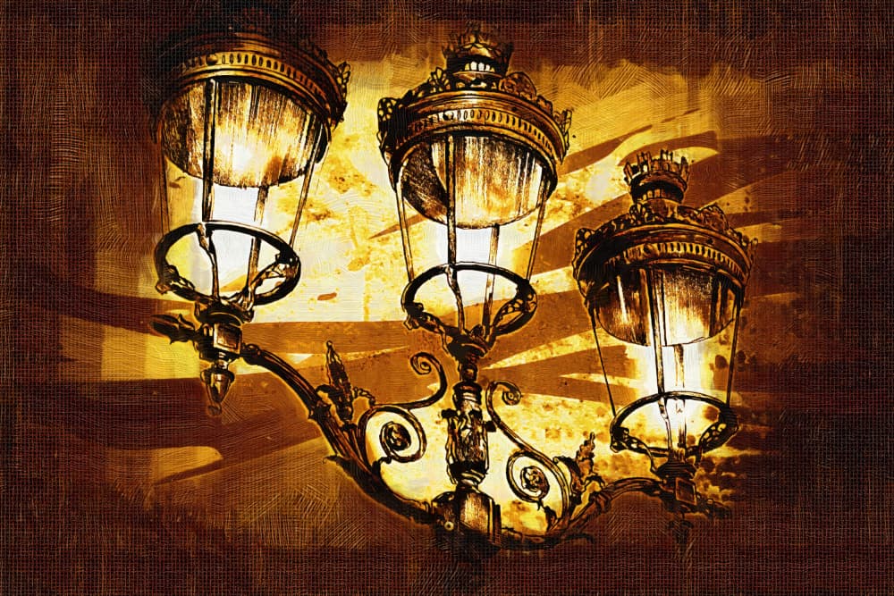 Ornate Golden Lamps by Rafal Kulik — canvas wall art