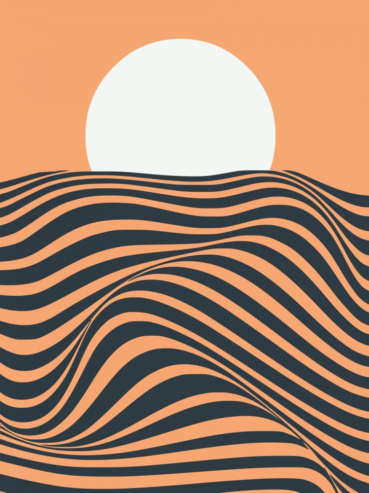 Abstract Sunset Waves by Little Dean — canvas wall art
