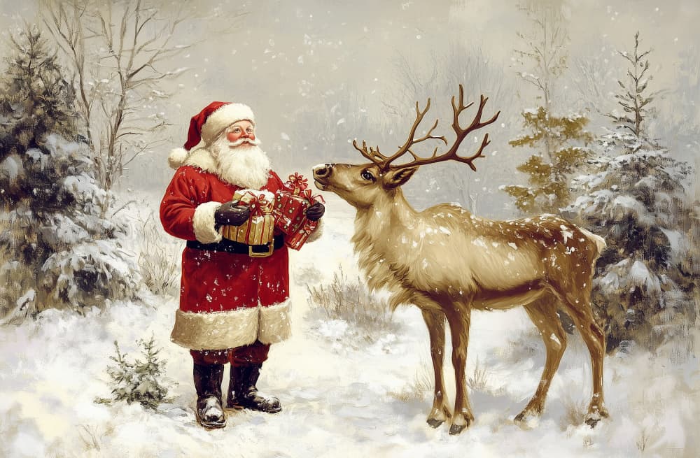 Santa's Reindeer Gifts by Pictufy Studio IV — canvas wall art