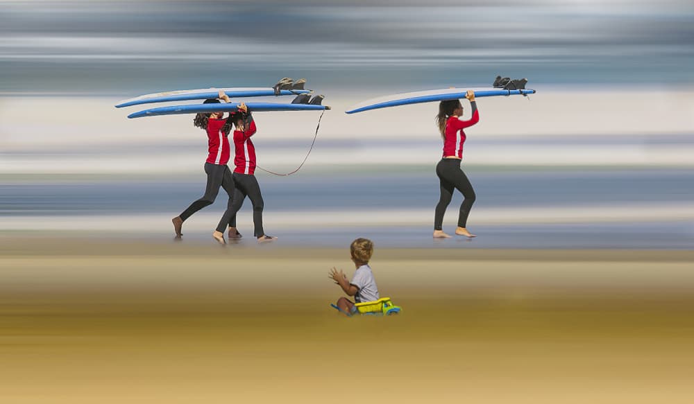 Summer Beach Surfers by Gabrielle Halperin — canvas wall art