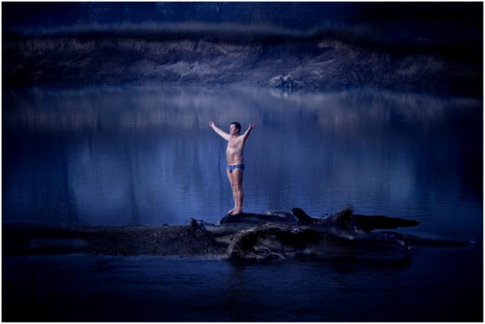 Man in Dark Waters by Svetlin Yosifov — canvas wall art