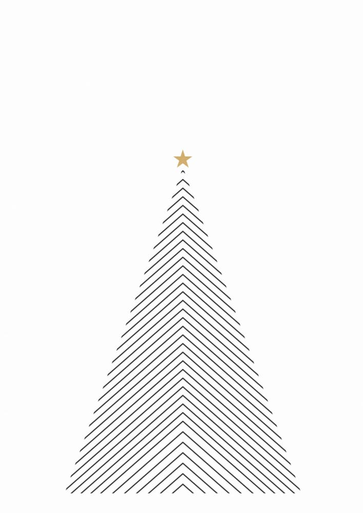 Minimalist Golden Star Tree by Nilesh Kulkarni — canvas wall art