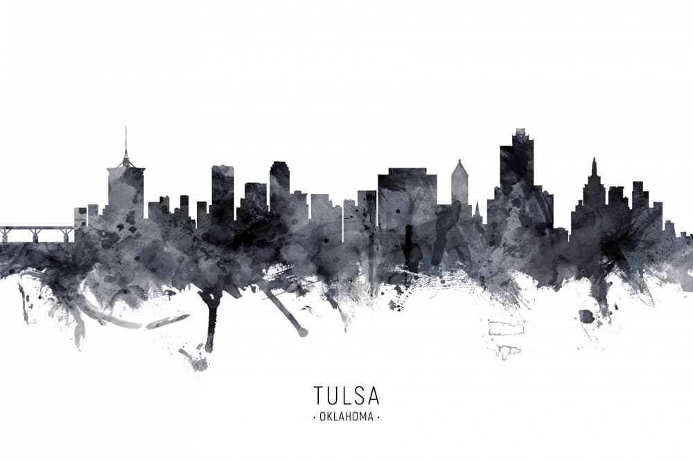 Tulsa Oklahoma Cityscape by Michael Tompsett — canvas wall art