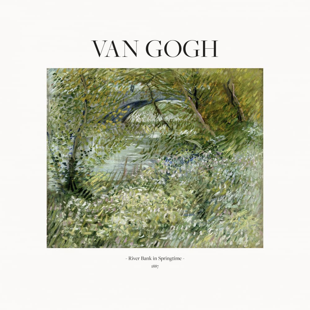 River Bank In Springtime (1887) Square by Vincent Van Gogh — canvas wall art